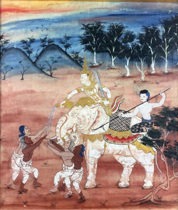 Fresque d'un éléphant blanc